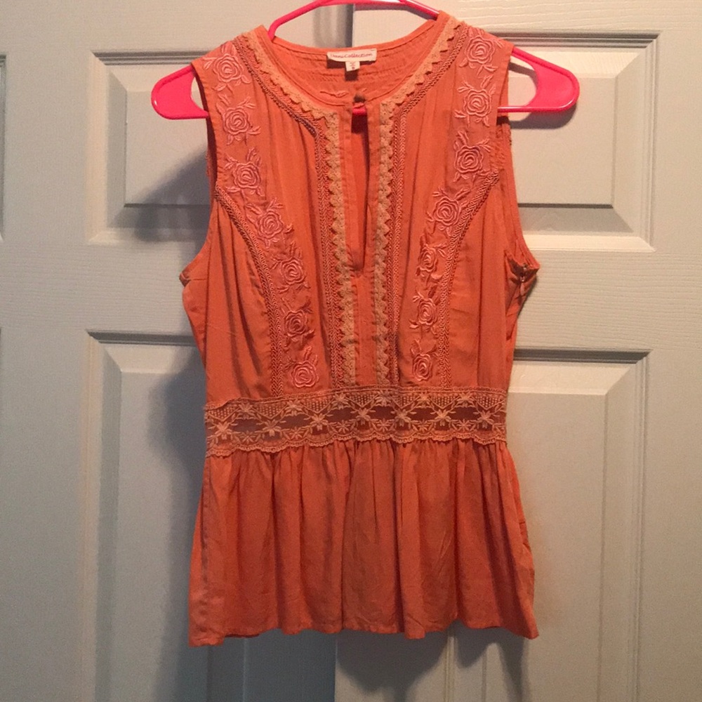 Peach Peek-a-boo Blouse